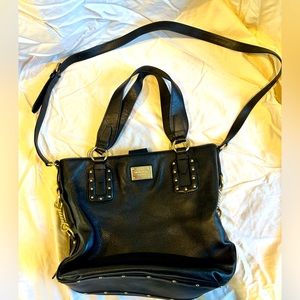 Michael Kors Large purse shoulder bag black leather with silver hardware